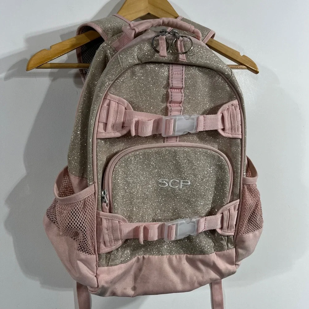 Pottery Barn Kids Mackenzie Pink Glitter Backpack Monogrammed  Preppy Large